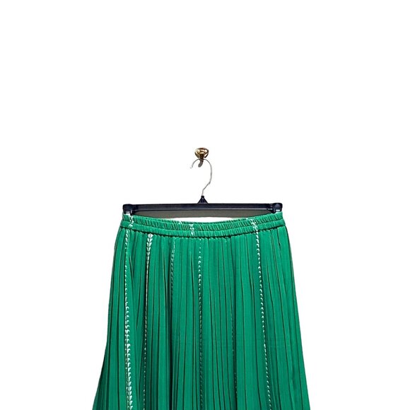 Anthony Richards Pleated Floral Midi Skirt Green Size MP Vintage Coastal Cottage - Picture 5 of 13